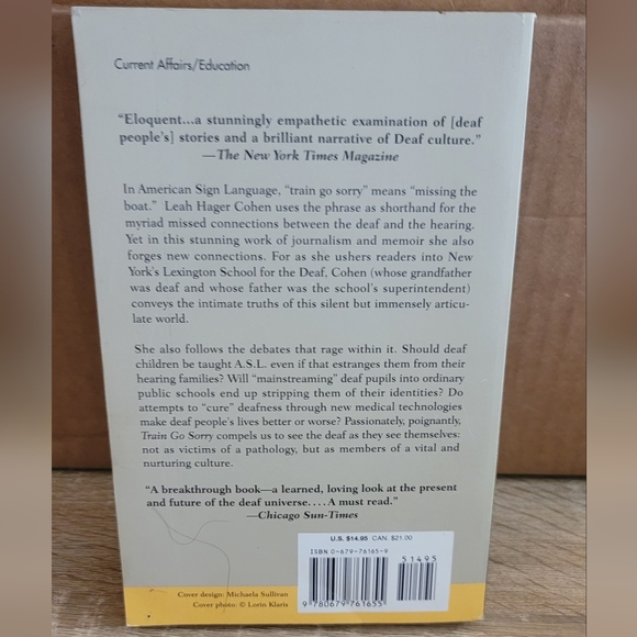 Leah Hager Cohen TRAIN GO SORRY Inside a Deaf world textbook - Picture 2 of 4